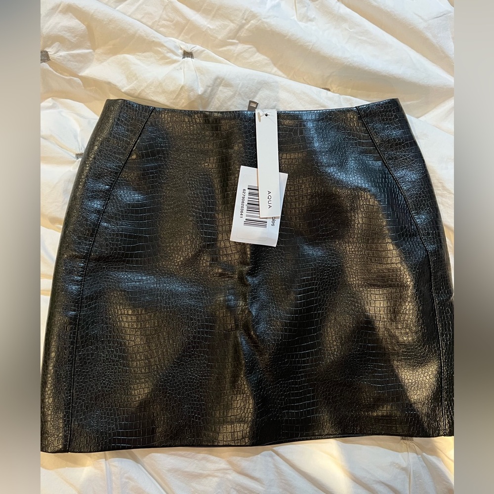 AQUA Croc Embossed Mini Skirt